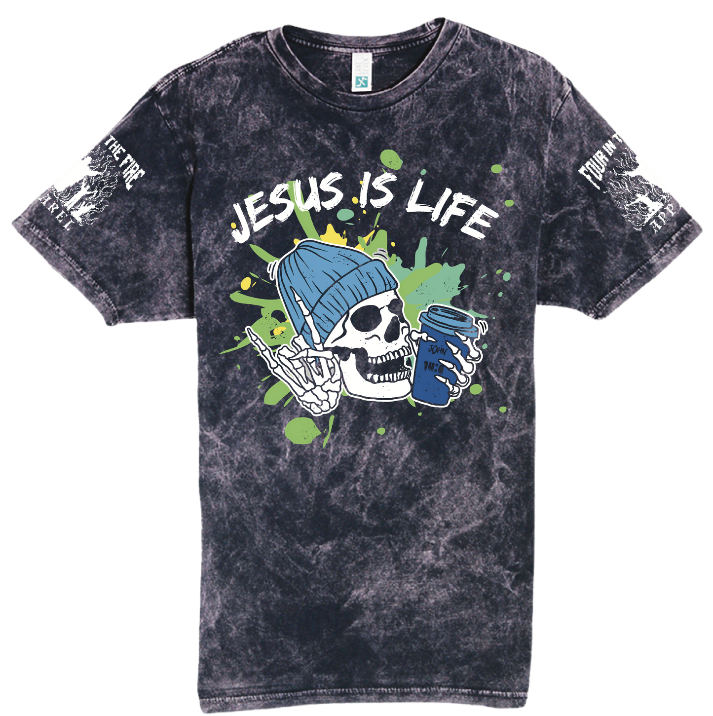 Blue Green Jesus is life Verse Tee