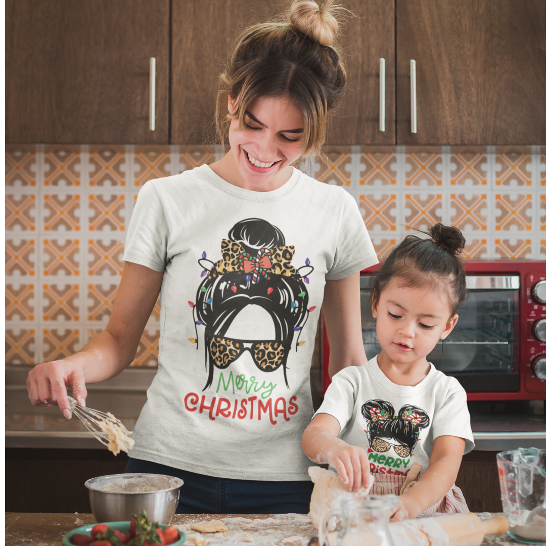 Messy Bun Mommy Matching Christmas Sweater or Shirt