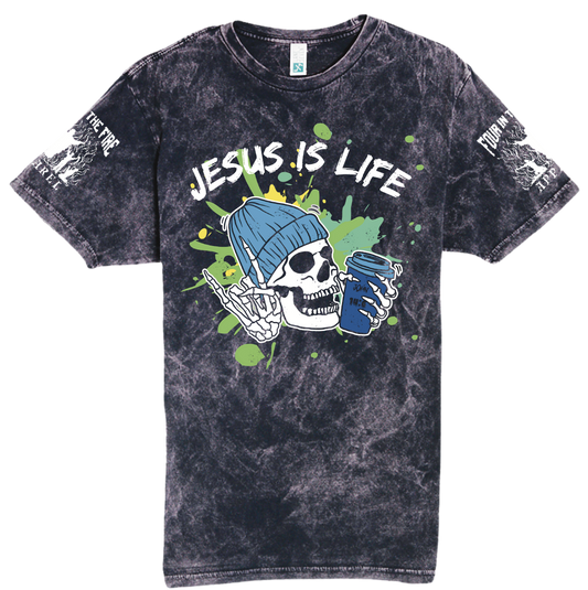 Blue Green Jesus is life Verse Tee