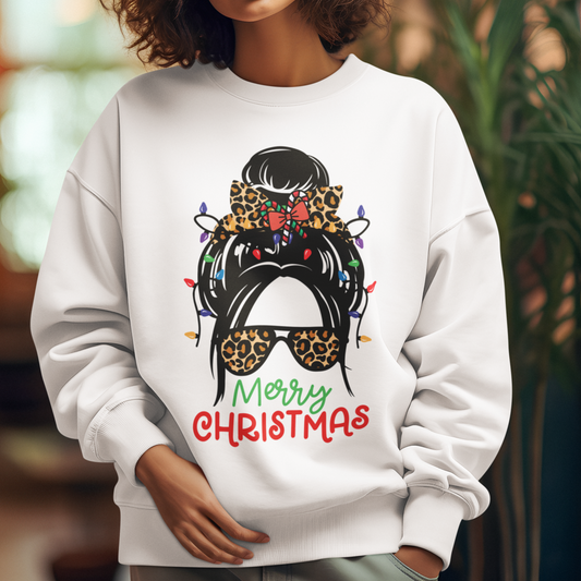 Messy Bun Mommy Matching Christmas Sweater or Shirt